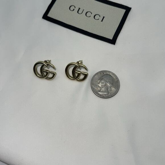 Gucci Gold Double G Earrings Studs GG - Picture 3 of 6